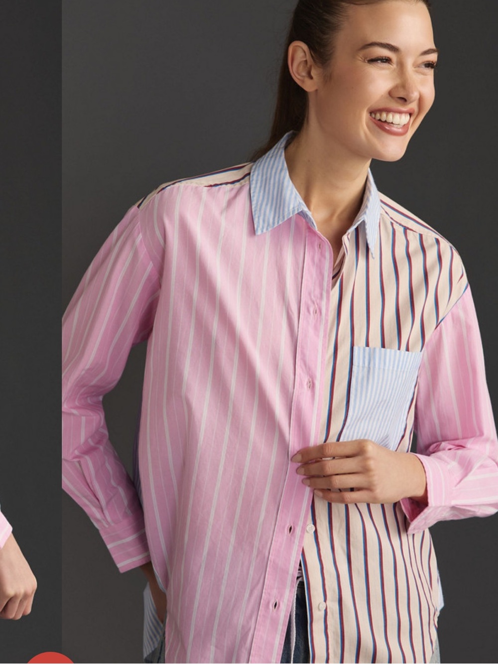 Essentiel Antwerp cotton striped preppy button front blouse size M - Picture 2 of 10